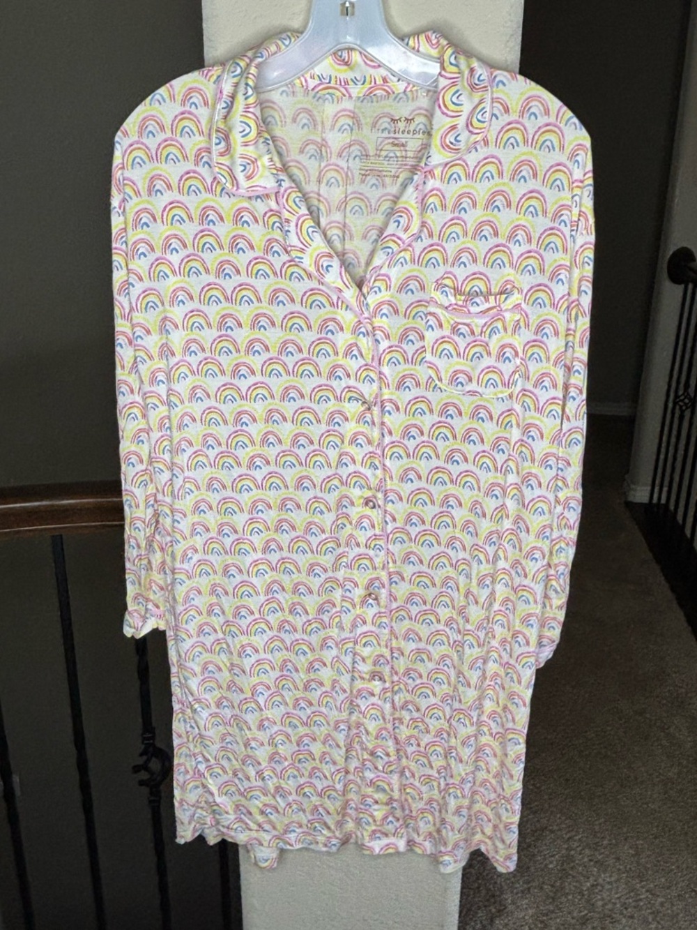 Little Sleepies Pastel Rainbow Sleep Shirt Size S Colorful Spring Bamboo Cozy
